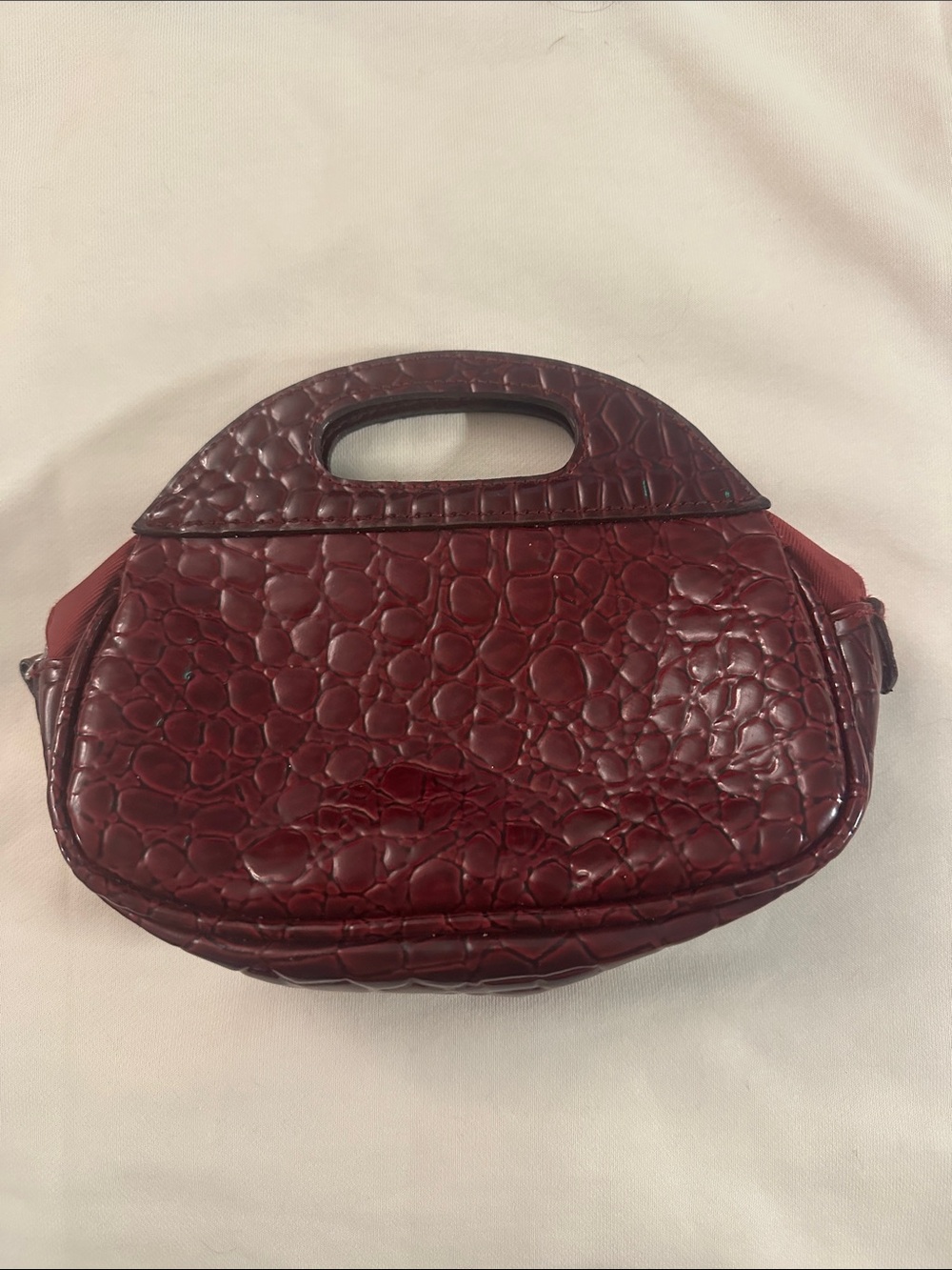 Burgundy Crocodile Embossed PVC Purse
